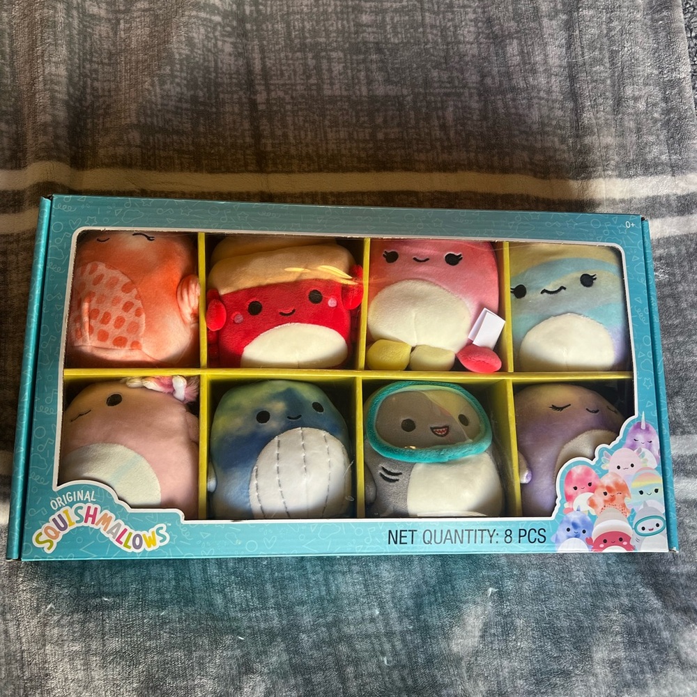 Squishmallows 8-Piece Plush Toy Set - Pink, Red, Blue, Cream